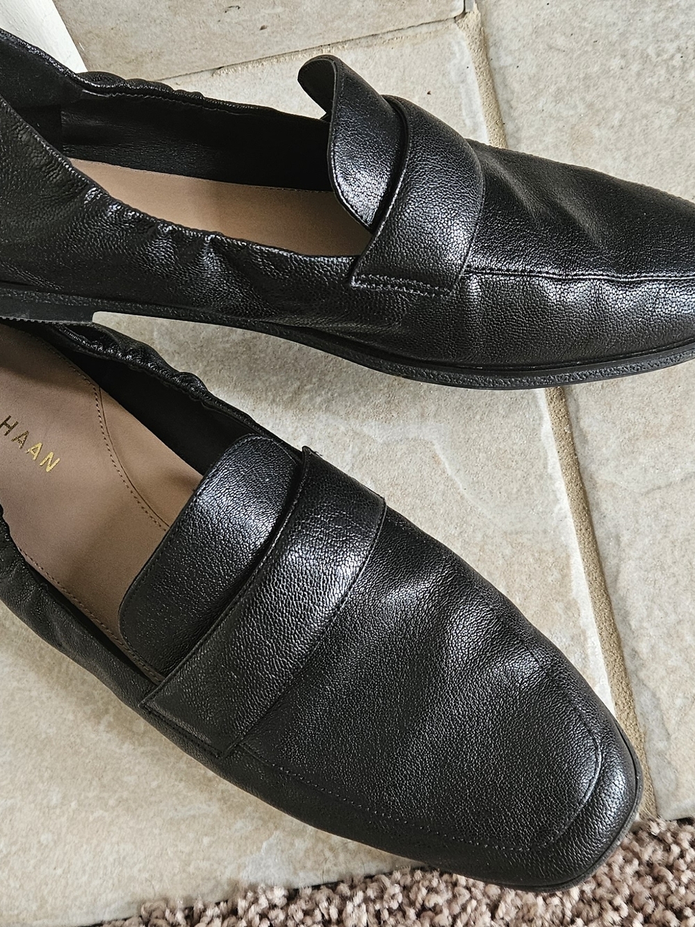 Cole Haan Black Leather Penny Loafers